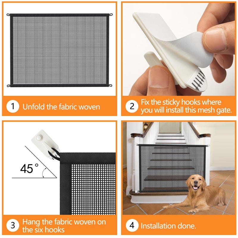 Cupount 2-Pack Dog Gate for Stairs Pet Gates for The House: Dogs Screen Mesh Gate for Doorways Stairways Indoor 29 inch Tall, 34 inch Wide, Fits Openings 28'' to 31'' Wide - Image 4
