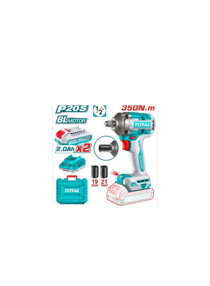 توتال دريل 1/2 بوصہ بطاريہ 350 نيوتن 2 بطاريہ 2 ام .بي و شاحن - TIWLI2035 - Total