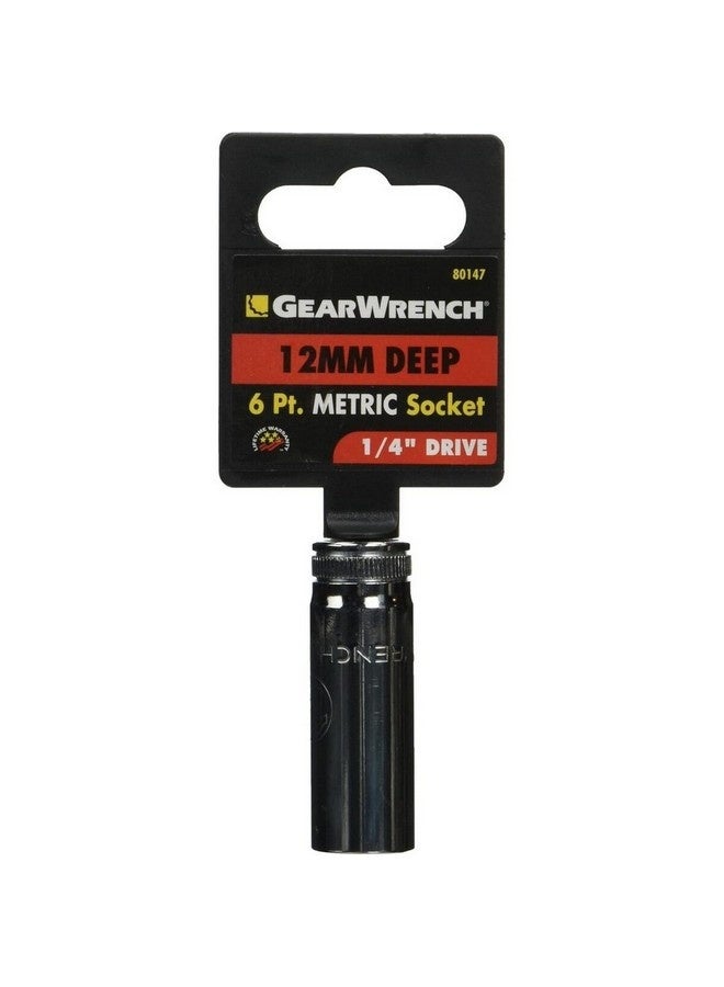 GearWrench Professional 6-Point Deep Metric Socket Silver 1/4 Inch x 12 mm 80147