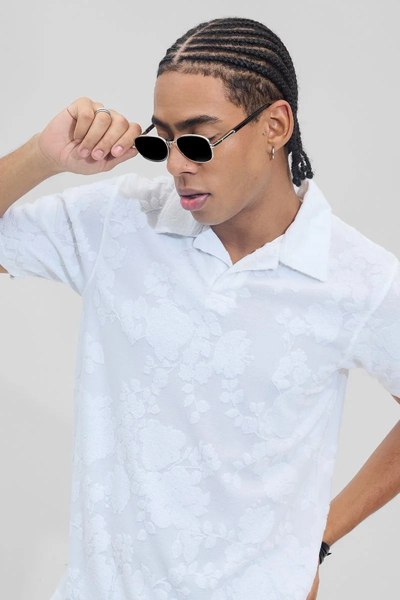 SNITCH Off-White Floral Half Sleeve Slim Fit T-Shirt