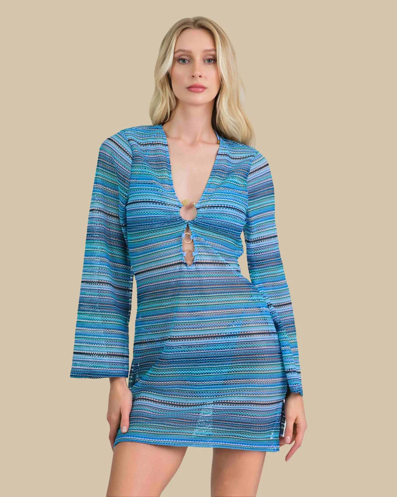 Isla & Evie Isla & Evie Plunge Mini Cover Up Dress