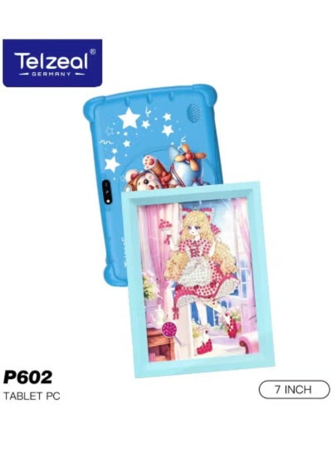 Telzeal P602 7-Inch Kids Tablet with 4GB RAM + 128GB Storage, Dual Camera, 3000mAh Battery, Parental Control, Educational Apps, Games & Entertainment – Blue - Image 2