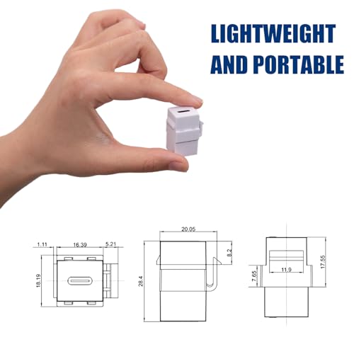 PANPEO USB C Keystone Jack Insert Adapters Female to Female Inserts Connector Interface Coupler Socket Adapter Port for Wall Plate Outlet Panel (3 Pack - White) - Image 2