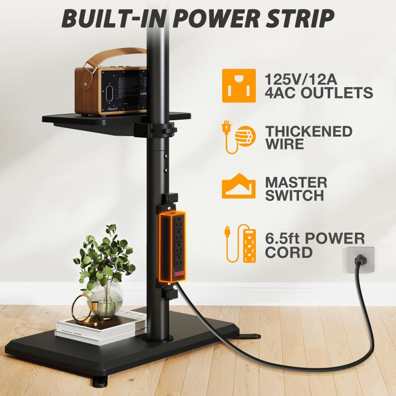 TVON Floor TV Stand with Power Outlet, TV Mount Stand for 32-60 inch TVs up to 88 lbs, Swivel TV Stand Mount with Height Adjustment and Safety Wood Base for Office, Corner, Max VESA 400x400mm - Image 3