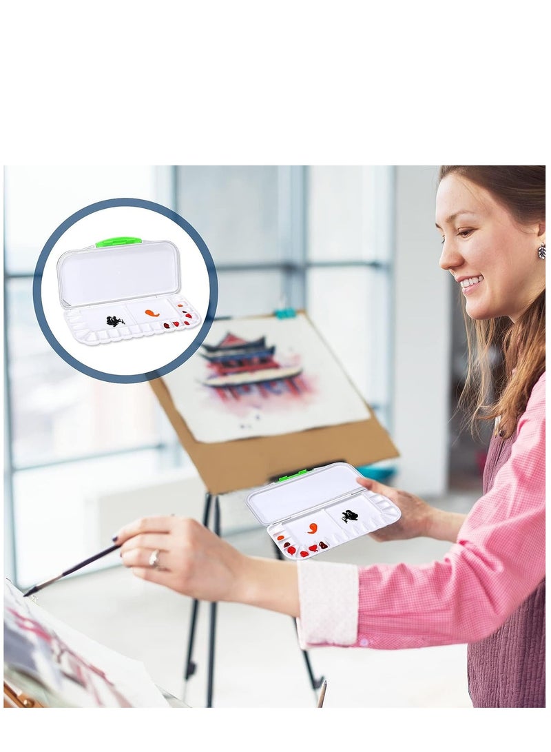 SYOSI 2 Pcs Airtight Folding Watercolor Palette with 18 Wells and 2 Mixing Areas Plastic Paint Palette with Lid Gouache Palette Paint Pallet Fold Paint Tray for Artist Painter Painting Travel - Image 3