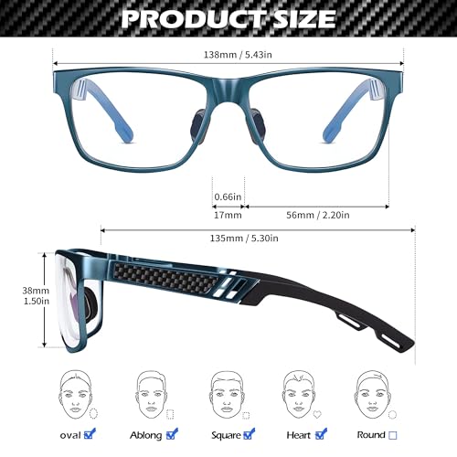 ANYLUV Blue Light Blocking Glasses Men Computer Gaming Glasses Lightweight Al-Mg Metal Anti Eyestrain Eye Protection Blue Clear - Image 5