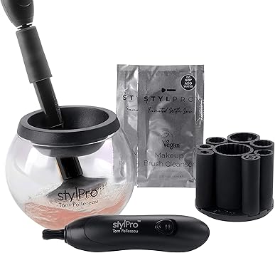 STYLPRO Electric Makeup Brush Cleaner Dryer Cleans and dries thoroughly in 30 seconds with gentle centrifugal technology Suitable for all brush sizes incl vegan cleaner - Image 1