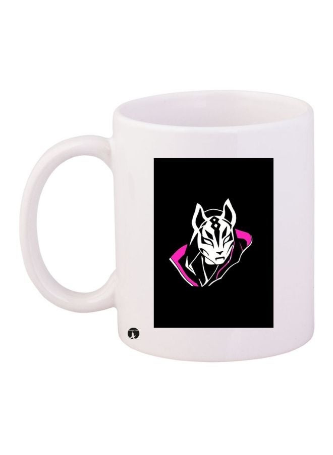RYN Cartoon Printed Coffee Mug White/Black/Pink 11ounce