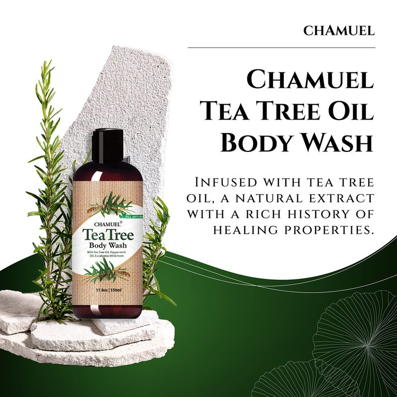 Chamuel Tea Tree Body Wash - Made With Natural Ingredients To Fights Itchy Skin, Body Odor, Athlete's Foot, Jock Itch & Toenails Issues - Organic Scented - Men & Women (11.8oz) - Image 2