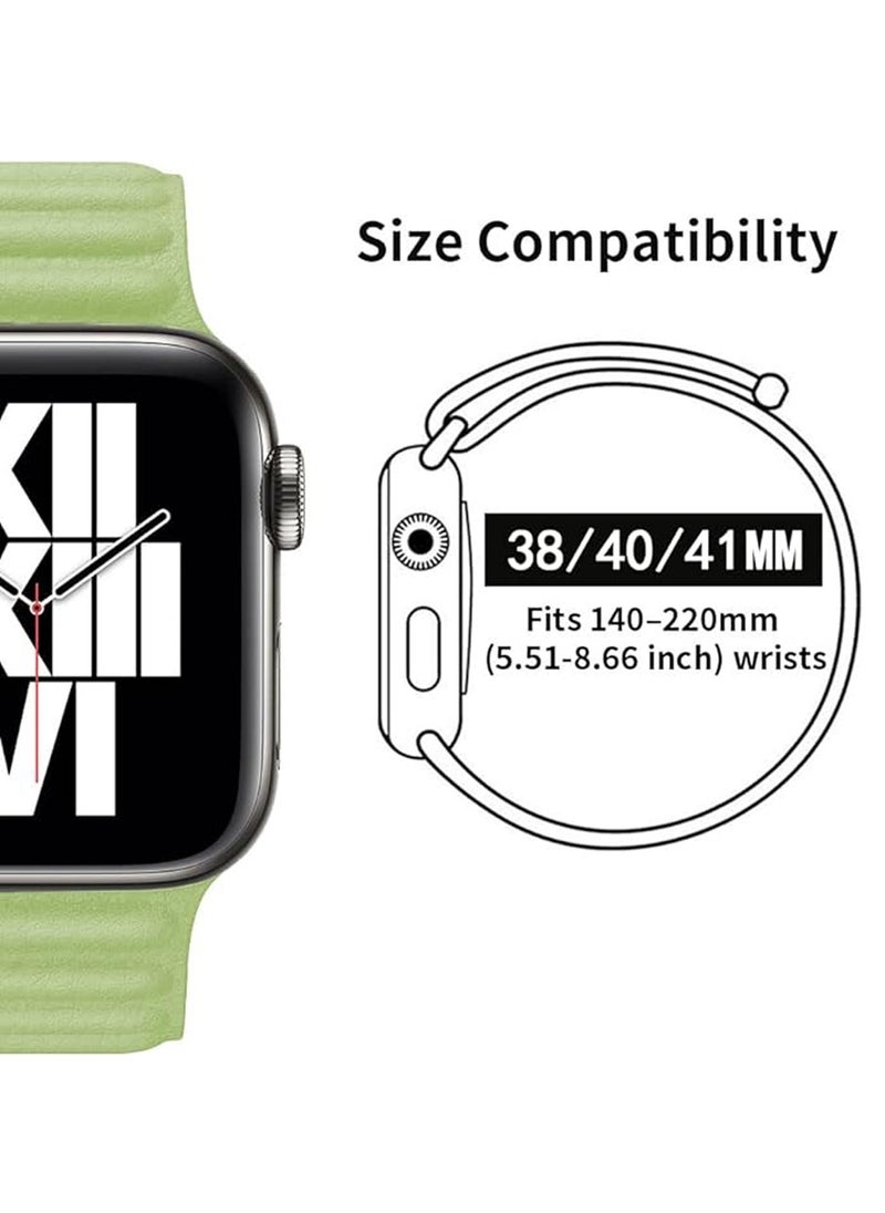 Beauenty Bands Compatible With Apple Watch 41mm 40mm 38mm Series 9/8/7/SE/6/5/4/3/2/1 IWatch Ultra/Ultra 2/Full Line Leather Replacement Band Link Reversible Leather Magnetic Loop Leather Strap  - Image 3