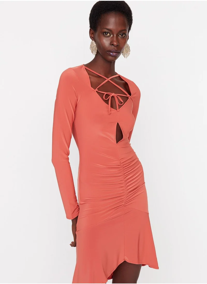 trendyol Cut Out Detail Ruffle Dress