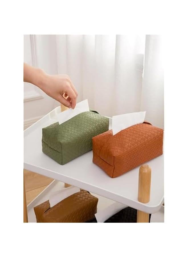 HOOKOR Leather Tissue Box Cover, Tissue Holder for Living Room, Bedroom and Office, Office Desk Tissue Box Cover for Car (Grey) (Black) - Image 5