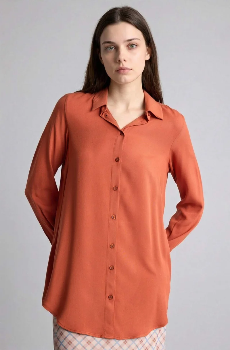 ديفاكتو Regular Fit Shirt Collar Long Sleeve Tunic