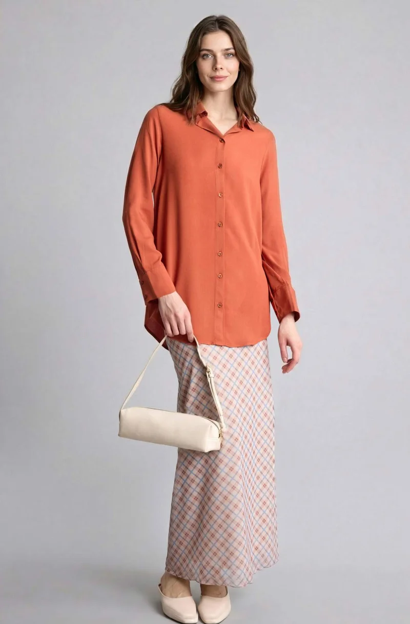 ديفاكتو Regular Fit Shirt Collar Long Sleeve Tunic