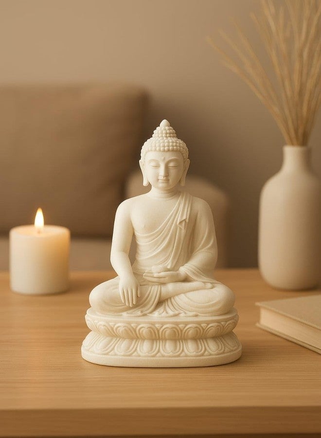 ThincAmaxe Peaceful Meditating Buddha Idol for Home Décor | Serenity White Buddha Statue for Living Room, Office & Meditation Space | Spiritual Decorative Showpiece for Positive Energy & Vastu Harmony - Image 4