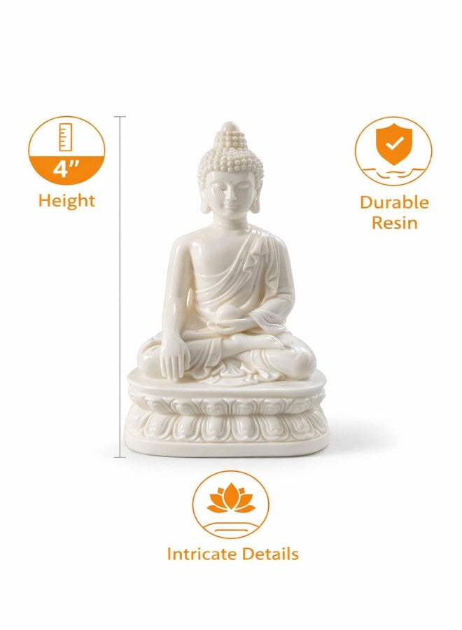 ThincAmaxe Peaceful Meditating Buddha Idol for Home Décor | Serenity White Buddha Statue for Living Room, Office & Meditation Space | Spiritual Decorative Showpiece for Positive Energy & Vastu Harmony - Image 3