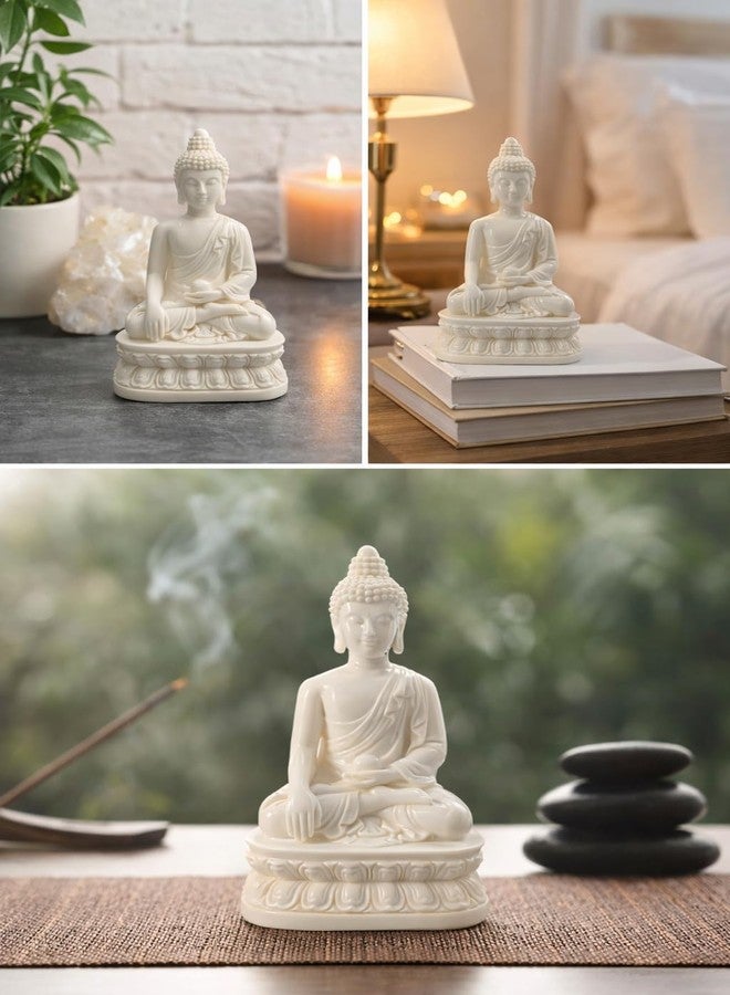 ThincAmaxe Peaceful Meditating Buddha Idol for Home Décor | Serenity White Buddha Statue for Living Room, Office & Meditation Space | Spiritual Decorative Showpiece for Positive Energy & Vastu Harmony - Image 2