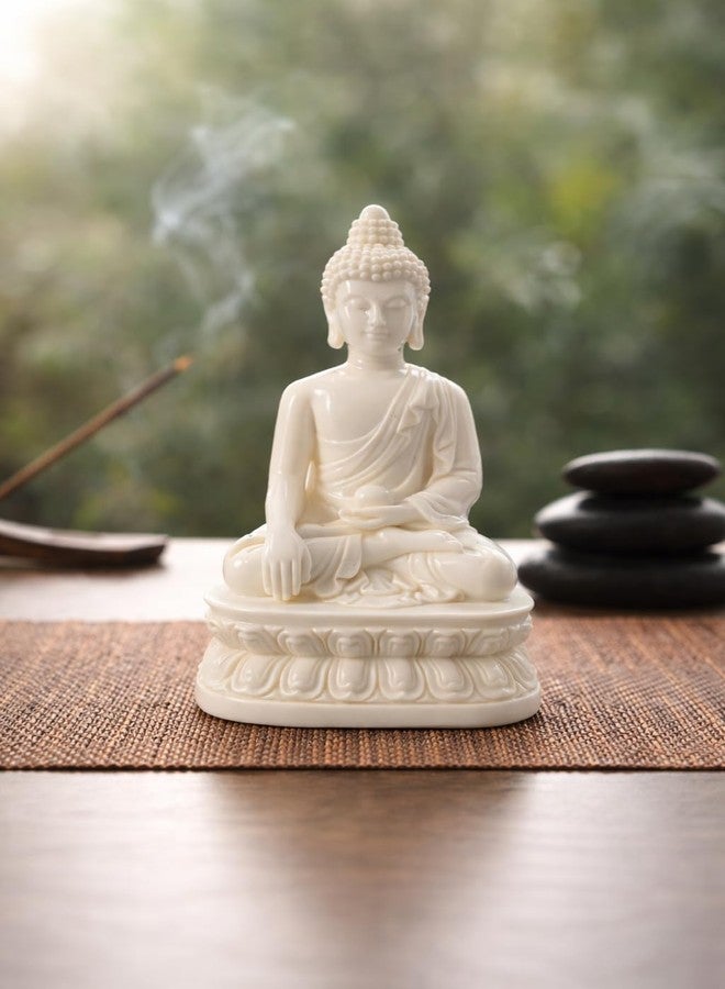 ThincAmaxe Peaceful Meditating Buddha Idol for Home Décor | Serenity White Buddha Statue for Living Room, Office & Meditation Space | Spiritual Decorative Showpiece for Positive Energy & Vastu Harmony - Image 1