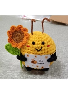 Handmade Crocheted Wool Doll Product Positive Energy Banana Broccoli Woven Turtle-Color:Fat Bee B Card Holding Flowers