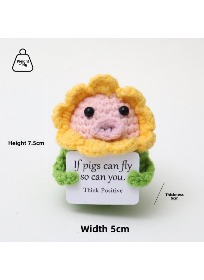 Generic - Handmade Crocheted Wool Doll Product Positive Energy Banana Broccoli Woven Turtle-Color:Fat Bee B Card Holding Flowers - Image 1