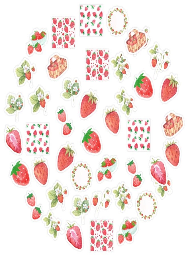 Obujopal Small Strawberry Scrapbook Stickers for Notebook Junk Journal Bujo Diary Planner Card Making Envelope Collage Phone Case Handmade DIY Craft Decoration, 15 Patterns - Image 2