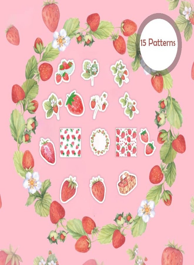 Obujopal Small Strawberry Scrapbook Stickers for Notebook Junk Journal Bujo Diary Planner Card Making Envelope Collage Phone Case Handmade DIY Craft Decoration, 15 Patterns - Image 5