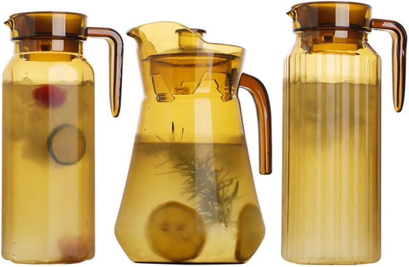 1500ml Tea Color Acrylic Water Pitcher PC Jug Cold Water Kettle Beverage Pitcher Juice Pot for Home Kitchen and Fridge Use - Image 1