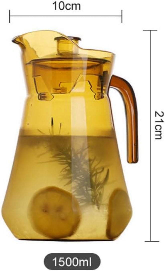 1500ml Tea Color Acrylic Water Pitcher PC Jug Cold Water Kettle Beverage Pitcher Juice Pot for Home Kitchen and Fridge Use - Image 2