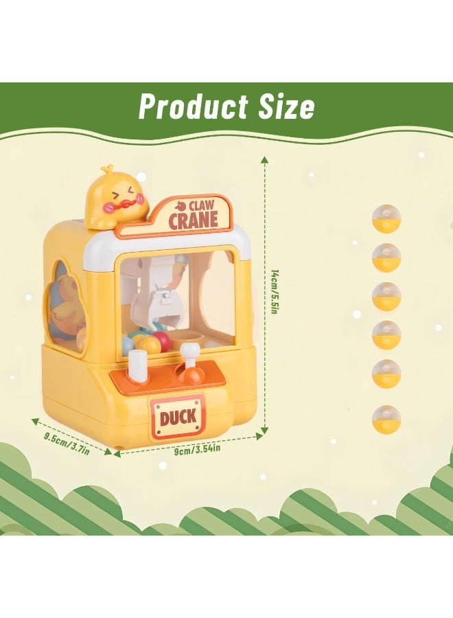 آلة مخلب صغيرة مع 6 كرات للأطفال - لعبة آلة مخلب صغيرة ، موزع جائزة آلة المخلب ، لعبة البيع الآلي لعبة فينبول ، فكرة هدية عيد ميلاد عظيمة للأولاد والبنات (البط الأصفر) - Image 2