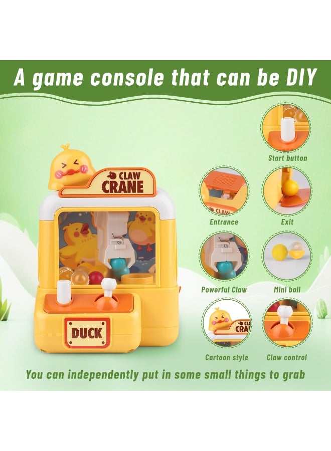 آلة مخلب صغيرة مع 6 كرات للأطفال - لعبة آلة مخلب صغيرة ، موزع جائزة آلة المخلب ، لعبة البيع الآلي لعبة فينبول ، فكرة هدية عيد ميلاد عظيمة للأولاد والبنات (البط الأصفر) - Image 3