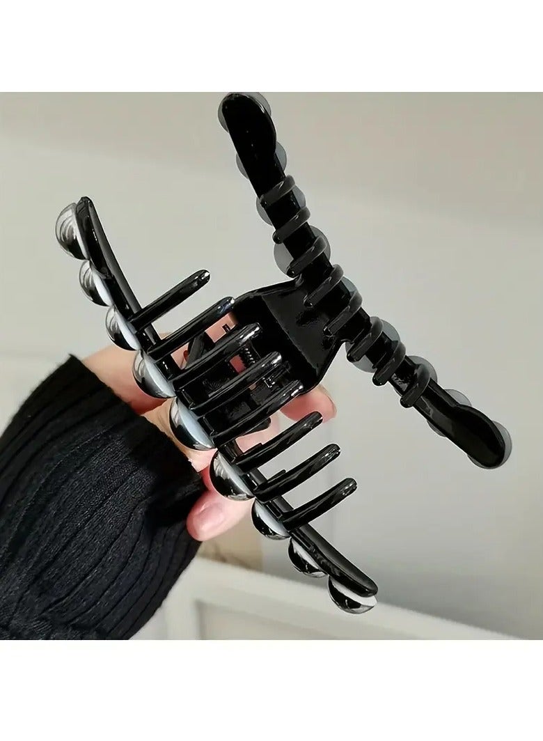 Goolsky 2pcs Elegant Black Pearl Hair Clips for Women - Vintage-Inspired Large Shark Clamp Set, Chic Faux Pearl Hair Accessories for Stylish Updos - Image 5