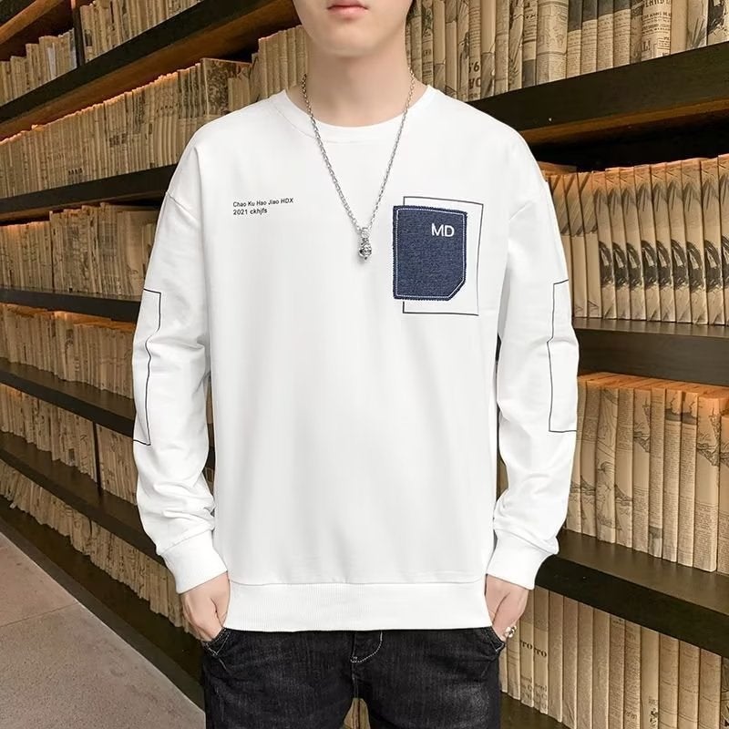 2025 Loose T-shirt Spring Top Small Shirt Men's Hoodie Spring Summer Autumn Men's Undershirt Long Sleeve T-shirt - Image 1