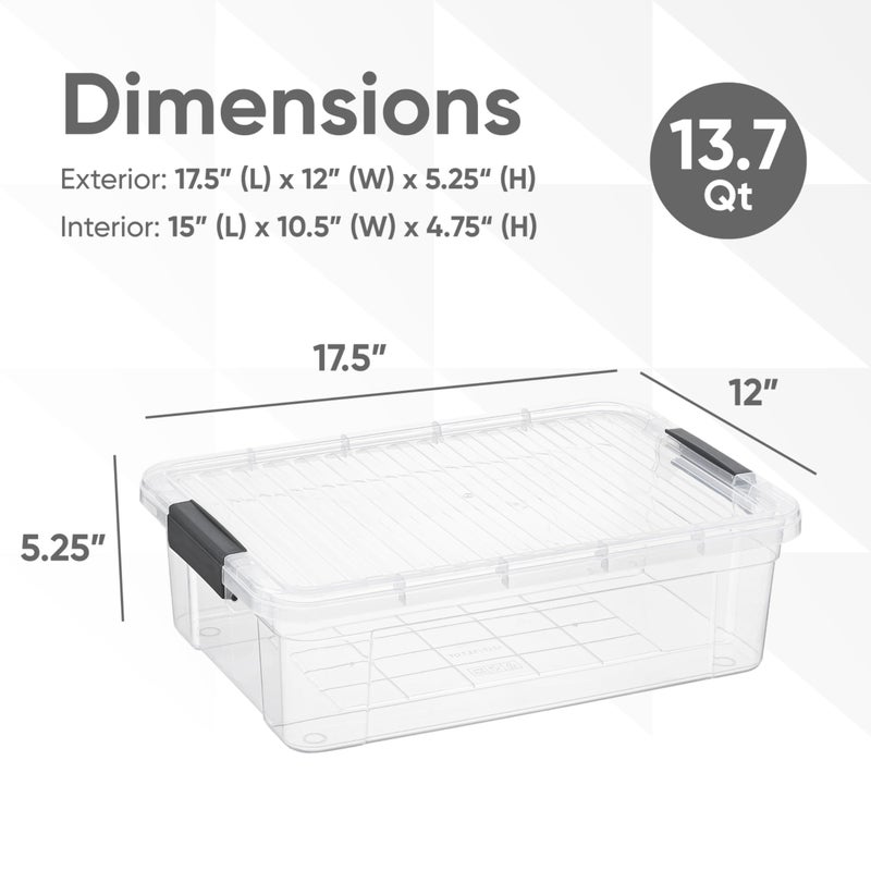Superio Clear Storage Box with Lid, 13.7 Quart Plastic Container Bins for Organizing, Stackable Crates, BPA Free, Non Toxic, Odor Free, Organizers for Home, Office, School, and Dorm - Image 3