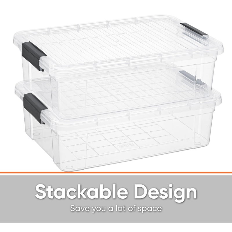 Superio Clear Storage Box with Lid, 13.7 Quart Plastic Container Bins for Organizing, Stackable Crates, BPA Free, Non Toxic, Odor Free, Organizers for Home, Office, School, and Dorm - Image 5