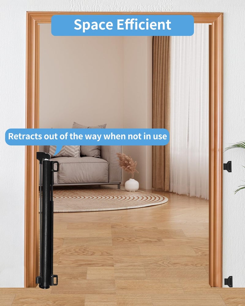Veraste Retractable Baby Gate for Doorways and Stairs, Mesh Safety Gate for Pet, Indoor & Outdoor Use, One-Hand Operation, Easy Installation, 33.6" Tall, Expands to 55" Wideï¼ˆBlack,33.6"x55" - Image 4