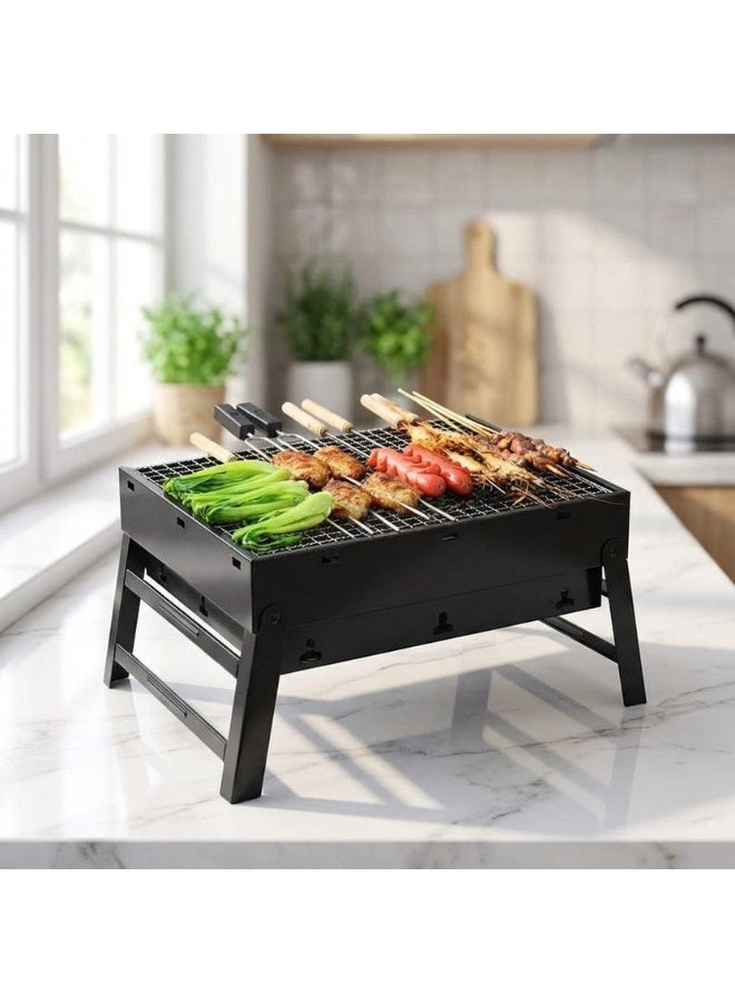 Rectangular stainless steel grill with grate