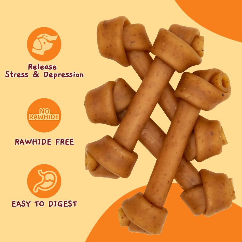 Jungle Calling Rawhide Free Dog Treats, Peanut Butter Bones, 6.5'' Pet Chews for Medium and Large Dogs,Digestible Chewing Snacks,4 Count (Pack of 1) - Image 2