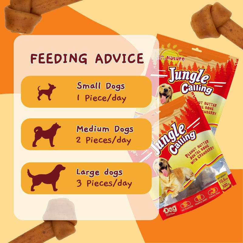 Jungle Calling Rawhide Free Dog Treats, Peanut Butter Bones, 6.5'' Pet Chews for Medium and Large Dogs,Digestible Chewing Snacks,4 Count (Pack of 1) - Image 5