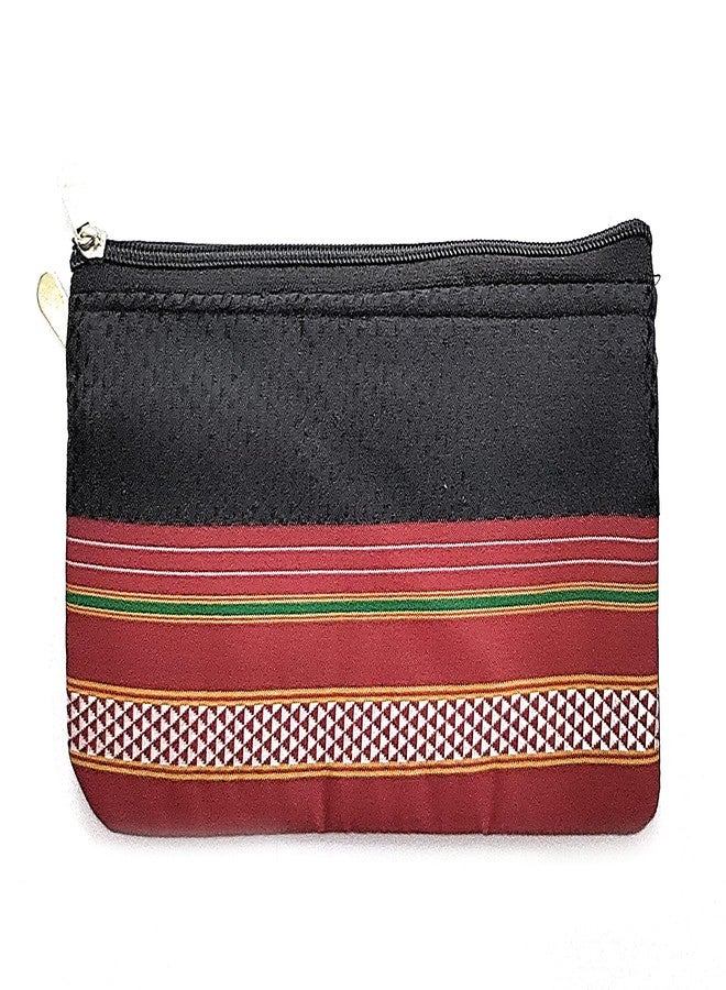 ADD GEAR Swamini Khun Fabric Clutch Bag - Handy Purse Traditional Dharwad khun Fabric Clutches for Women and Girls for festive occasions (23 x 13 x 1 cm) (R Black)