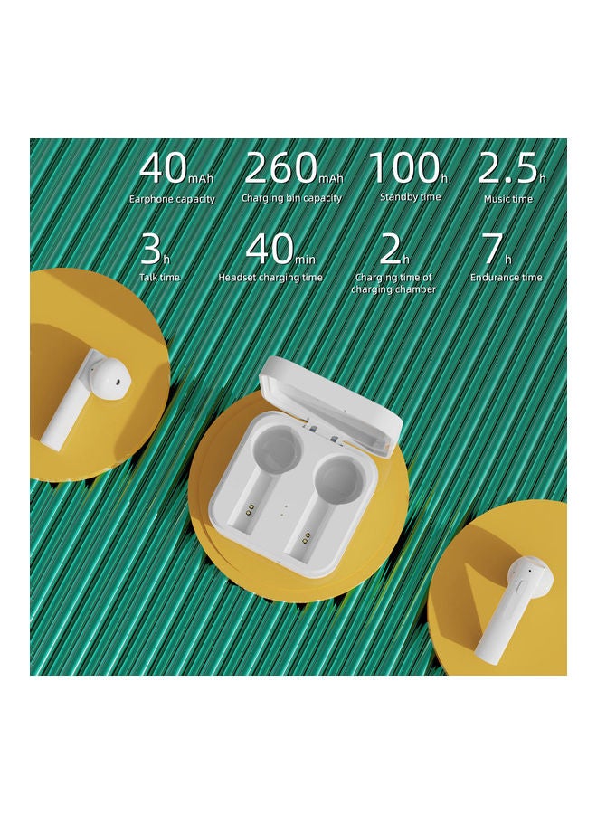 سمّاعة أذن داخليّة إير 6 بلس TWS تعمل بتقنيّة البلوتوث مع علبة شحن أبيض - Image 4