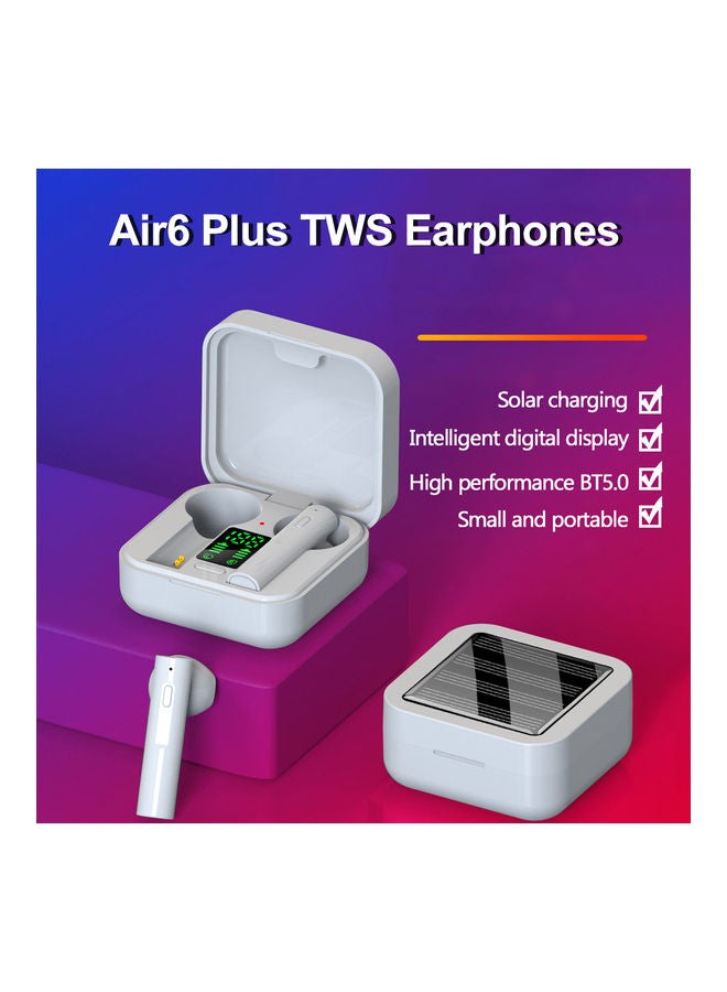 سمّاعة أذن داخليّة إير 6 بلس TWS تعمل بتقنيّة البلوتوث مع علبة شحن أبيض - Image 1
