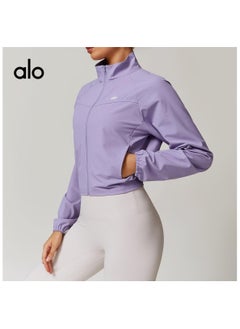 Alo stand-up collar jacket, breathable sports top, outdoor fitness cardigan