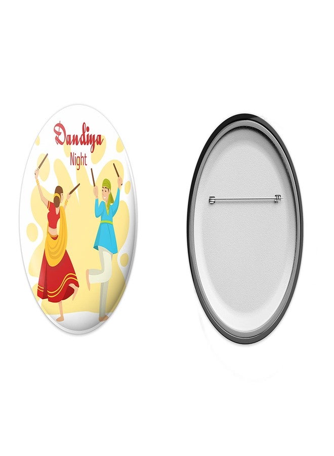 Hubops dandiya night badge Round Pin Button Badge for Navratri Celebration garba dandiya Other Events (44mm pack of 6) - Image 2