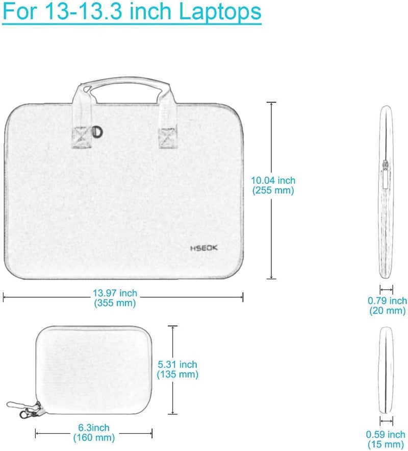 هسيوك حقيبة كمبيوتر محمول B02K03 متوافقة مع MacBook Air/Pro مقاس 13-13.3 بوصة، MacBook Pro 14 بوصة M4/M3/M2/M1، XPS 13/14، Surface Laptop 13.5 بوصة، حقيبة يدوية من النيوبرين المرن مع حقيبة صغيرة - Image 2