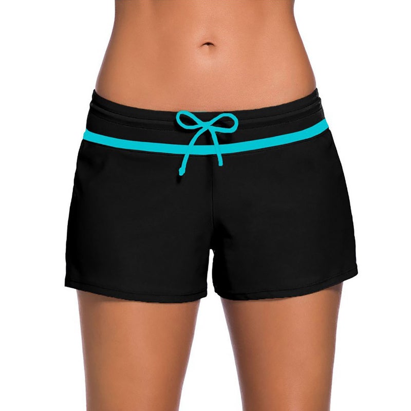 Europe and the United States summer yoga pants boxer swimming trunks women's hot spring conservative lace plus size boxer shorts swimming trunks black XL - Image 3