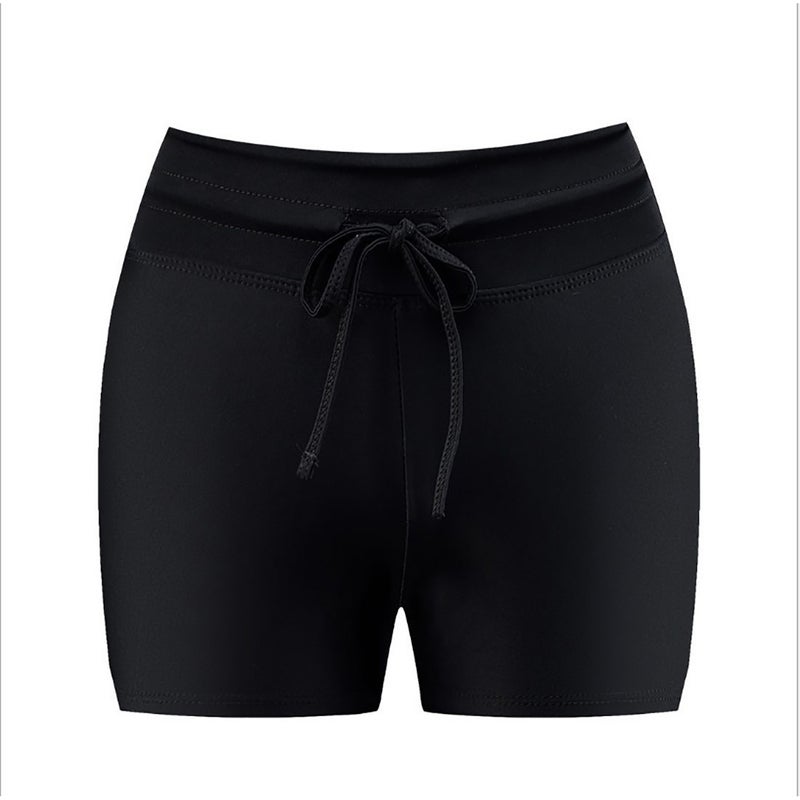 Europe and the United States summer yoga pants boxer swimming trunks women's hot spring conservative lace plus size boxer shorts swimming trunks black XL - Image 1