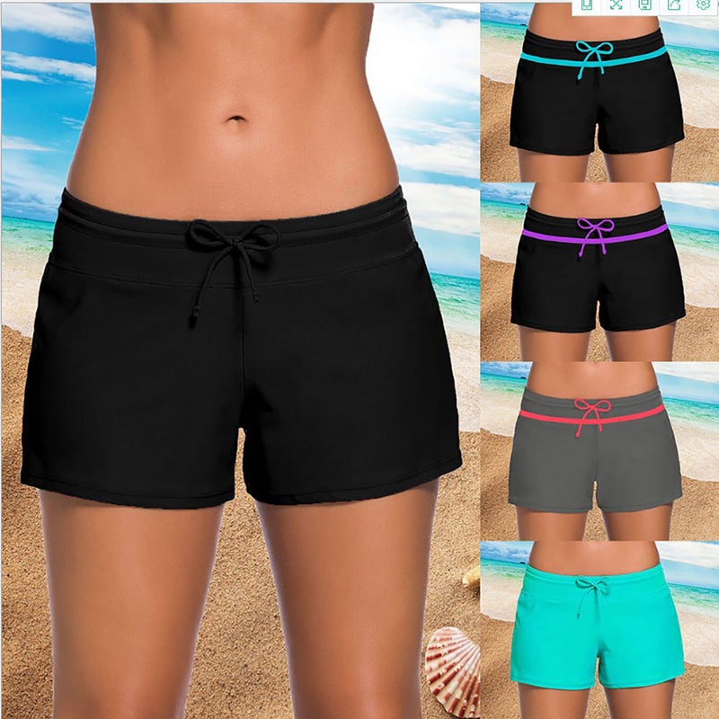 Europe and the United States summer yoga pants boxer swimming trunks women's hot spring conservative lace plus size boxer shorts swimming trunks black XL - Image 4