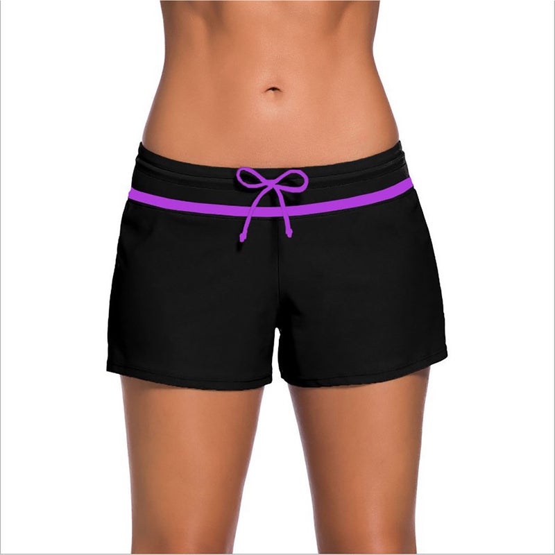Europe and the United States summer yoga pants boxer swimming trunks women's hot spring conservative lace plus size boxer shorts swimming trunks black XL - Image 5
