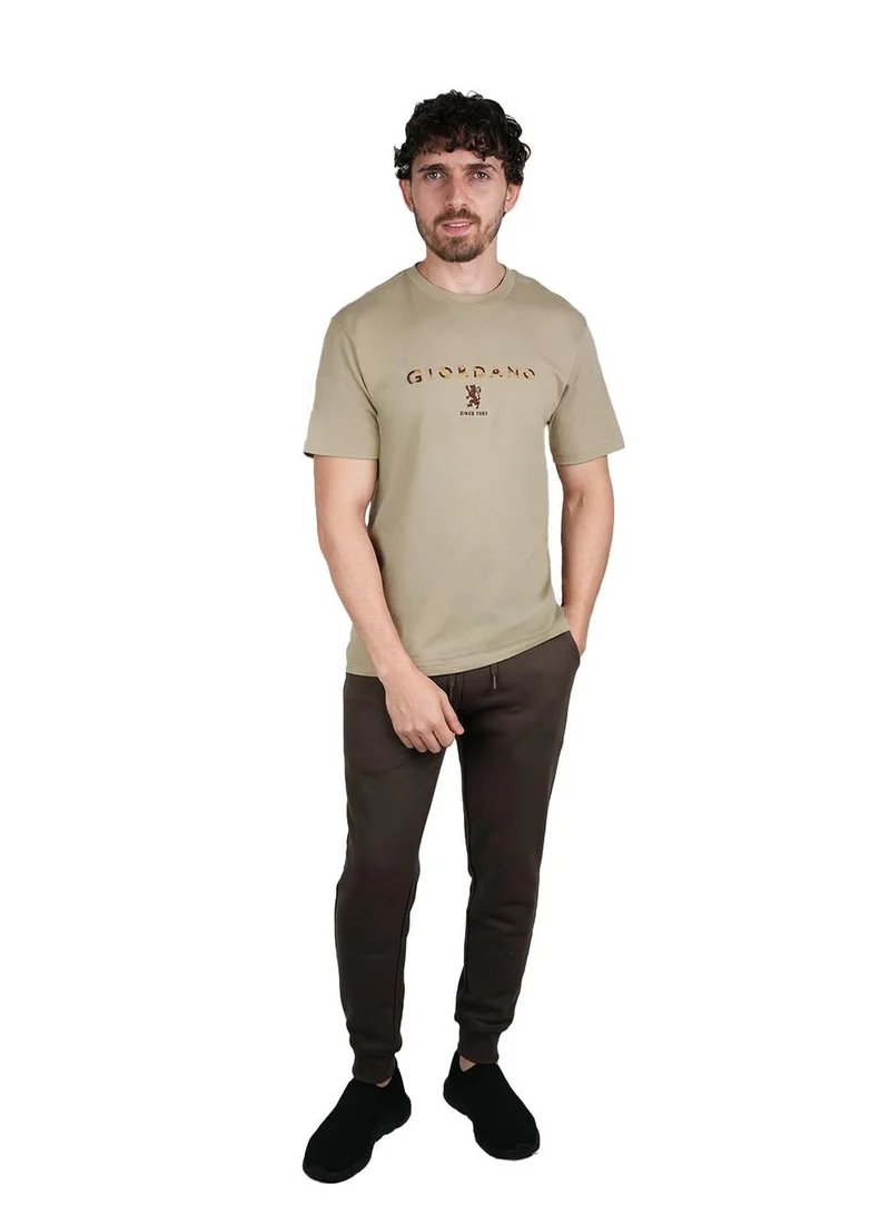 جيوردانو تيشيرت رجالي قطن بطبعة مميزة بقصة ضيقة