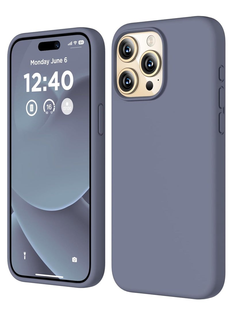 ELTRAZONE Compatible with iPhone 15 Pro Max Case, Liquid Silicone Case, Full Body Shockproof Protective Cover Slim Thin Phone Case with [Soft Anti-Scratch Microfiber Lining], 6.7 inch-Lavender Gray - Image 1